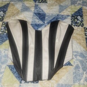 Black and White Strapless Corset Top
